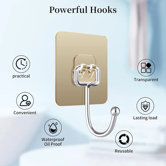 Heavy Duty Golden Wall Hooks – No Drill, Waterproof, 10kg Hold, Rust-Proof (Pack of 10 / 20 / 30) 6a4mhe-0u