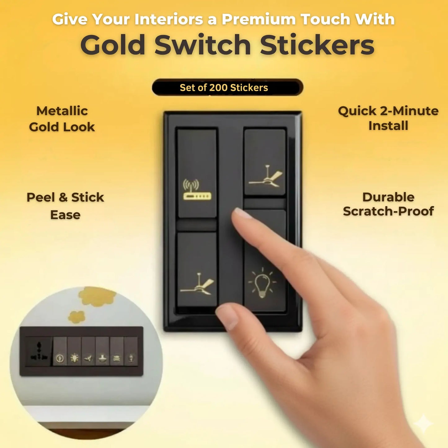 Premium Gold Switch Stickers - Alzaar