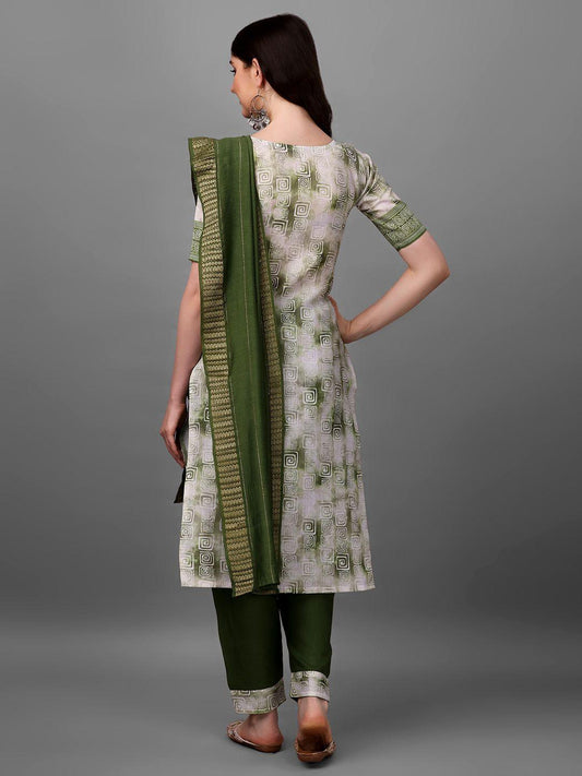 Straight Printed Round Neck Women Kurta Set - Alzaar