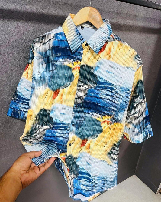 Latest Men's High-Quality Texture Printed Premium Shirt - Alzaar