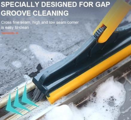 Floor cleaning brush with built-in rubber wiper edge