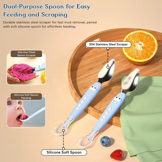 2-in-1 Silicone Baby Spoon & Fruit Scraper Alzaar