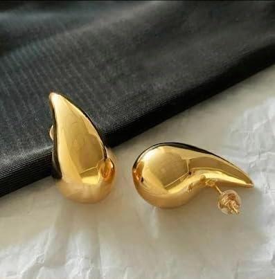 Sparkle Your Way Bottega Inspired Celebrity Style Teardrop Gold Earrings For Girls And Women - Alzaar