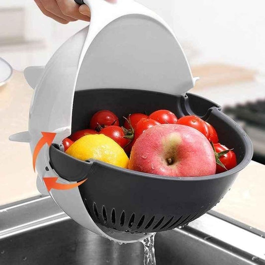 Vegetable Cutter- 7 in 1 Multifunction Magic Rotate Vegetable Cutter with Drain Basket Large Capacity - Alzaar