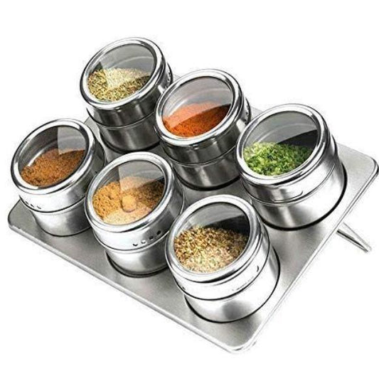 Magnetic Spice Jar Containers Set for Kitchen Storage Seasoning Masala Box - Alzaar