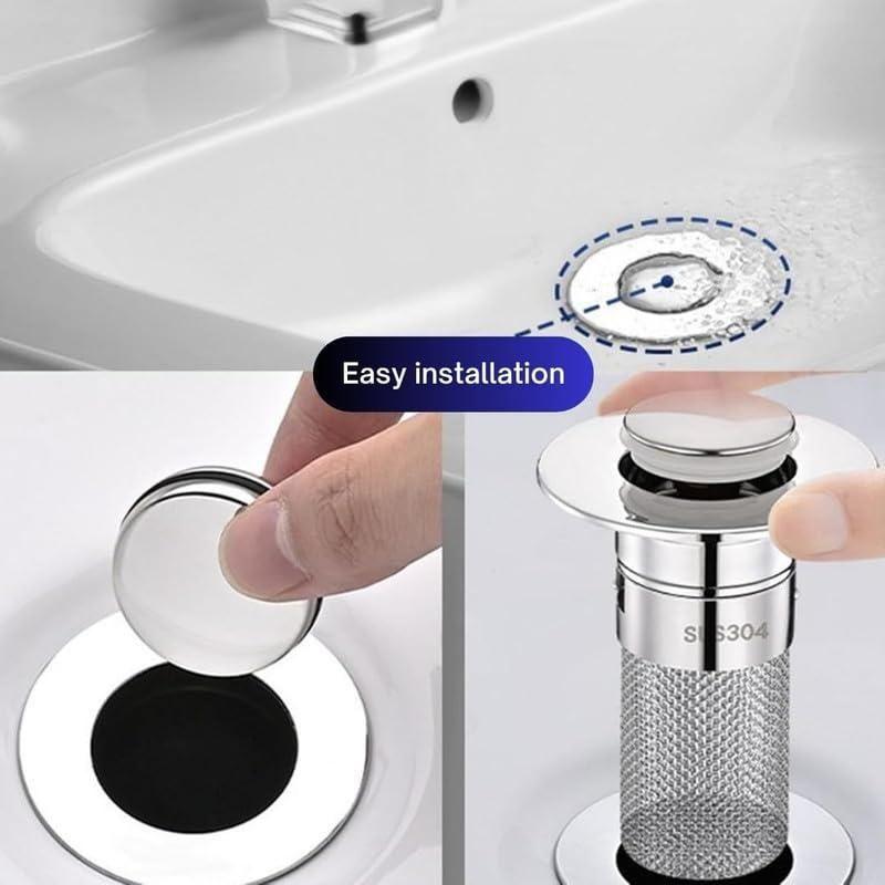 Sink Hair Filter, Removable Stainless Steel Drain Stopper Plug 19378