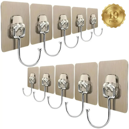 Heavy Duty Golden Wall Hooks – No Drill, Waterproof, 10kg Hold, Rust-Proof (Pack of 10 / 20 / 30) 6a4mhe-0u
