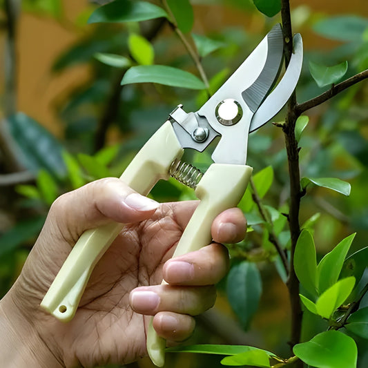 Garden Pruning Scissors – Carbon Steel Bypass Secateurs with Lock