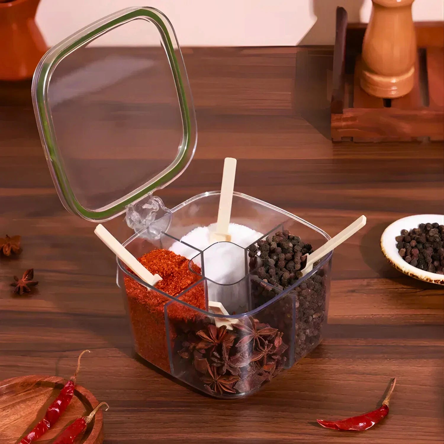 FreshKeep 4 compartments filled with spices