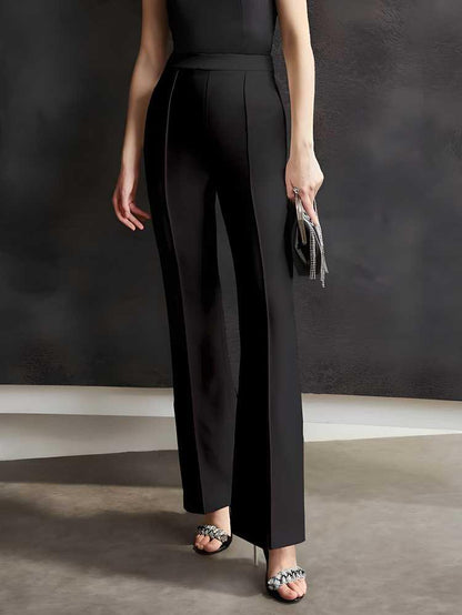 Women's Flat Front Casual Trousers - Alzaar