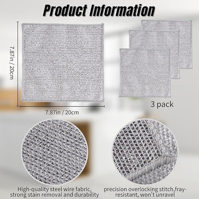 Multipurpose Wire Dishwashing Rags for Wet and Dry Pack of 10 - Alzaar