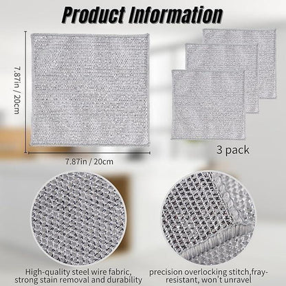 Multipurpose Wire Dishwashing Rags for Wet and Dry Pack of 10 - Alzaar