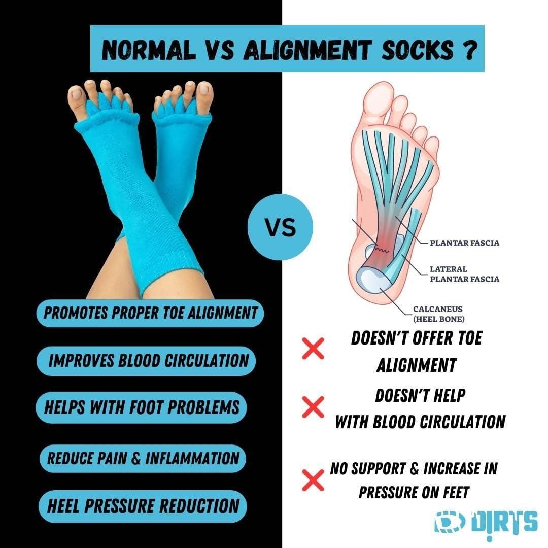 Cotton Foot Alignment Socks - 5 Toe Separator - Assorted Colors 092b91-7b