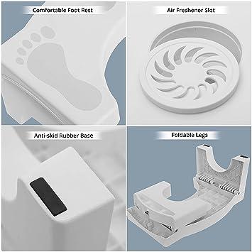 Toilet squat stool placed at base of western commode
