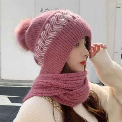 Windproof Scarf With Cap Integrated Ear Guard Hat Plus Velvet 6a4mhe-0u