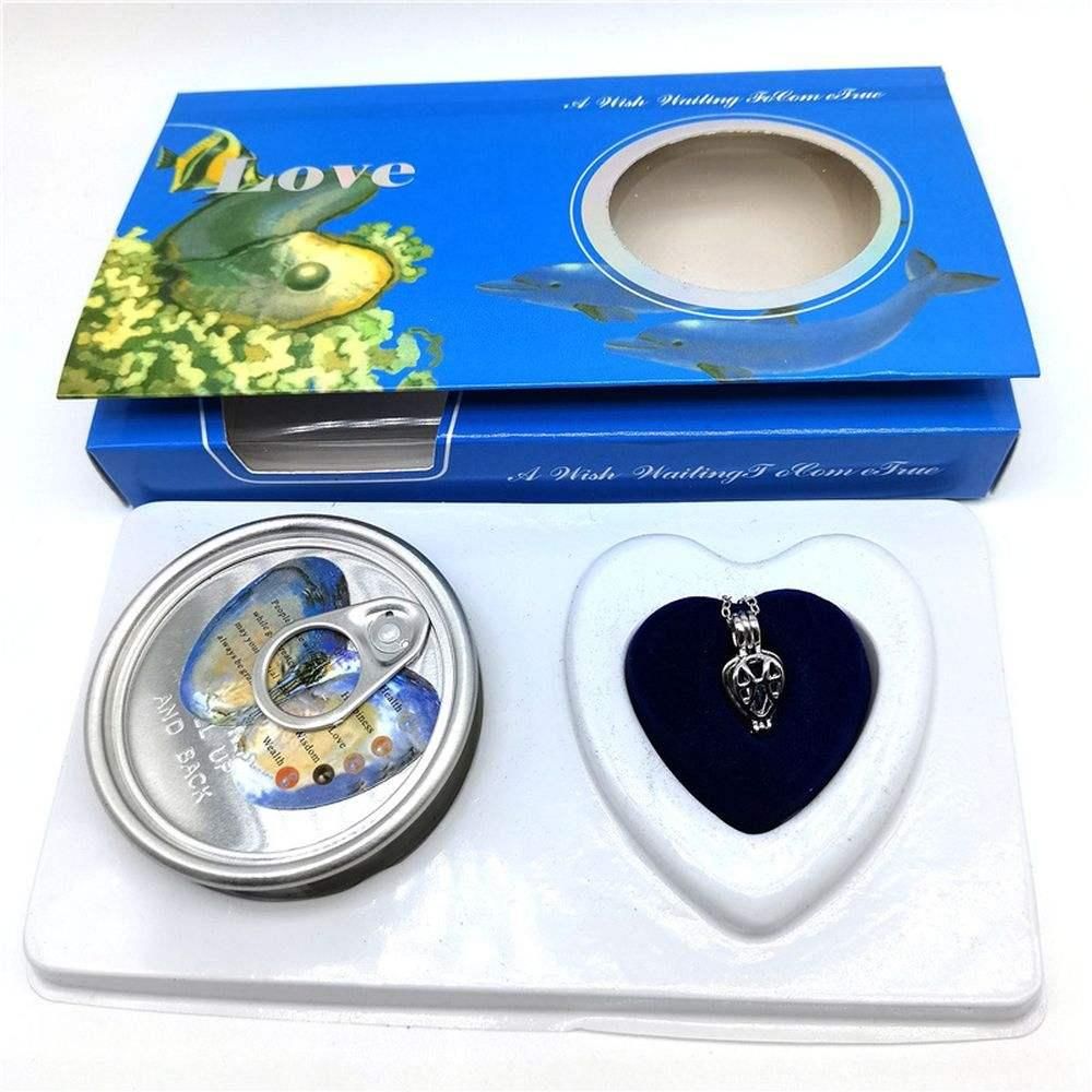 Freshwater Shell Canned Oyster Ocean Love Real Pearl Necklace Set 6a4mhe-0u