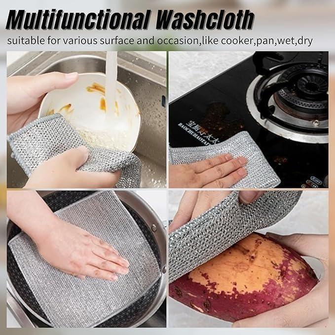 Multipurpose Wire Dishwashing Rags for Wet and Dry Pack of 10 - Alzaar