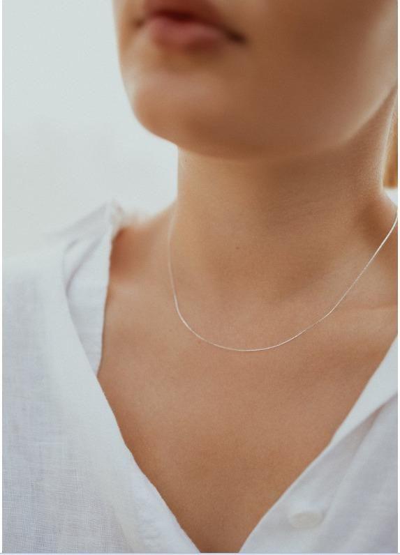 Fine Necklace Silver Beading Chain - Alzaar