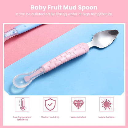 2-in-1 Silicone Baby Spoon & Fruit Scraper