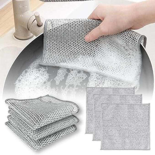 Multipurpose Wire Dishwashing Rags for Wet and Dry Pack of 10 - Alzaar