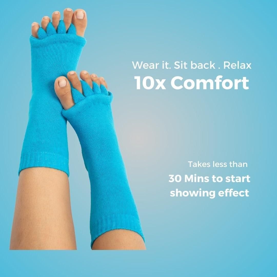Cotton Foot Alignment Socks - 5 Toe Separator - Assorted Colors 092b91-7b