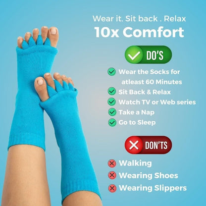 Cotton Foot Alignment Socks - 5 Toe Separator - Assorted Colors 092b91-7b