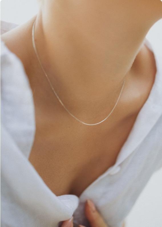 Fine Necklace Silver Beading Chain - Alzaar
