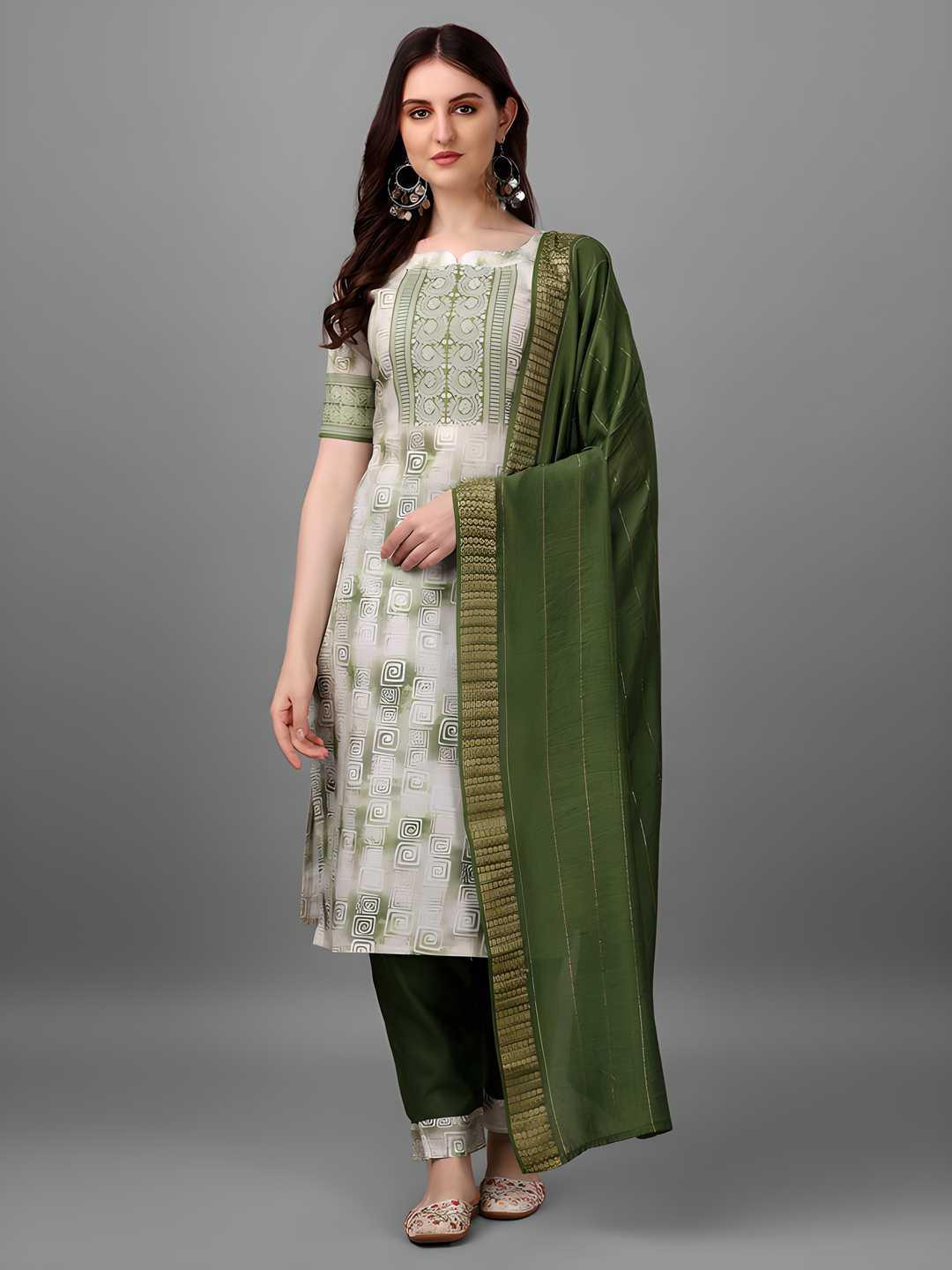Straight Printed Round Neck Women Kurta Set - Alzaar