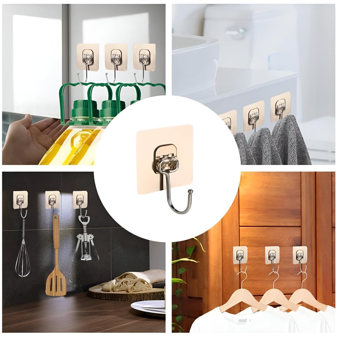 Heavy Duty Golden Wall Hooks – No Drill, Waterproof, 10kg Hold, Rust-Proof (Pack of 10 / 20 / 30) 6a4mhe-0u