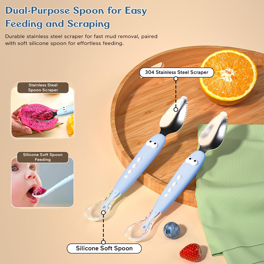 2-in-1 Silicone Baby Spoon & Fruit Scraper
