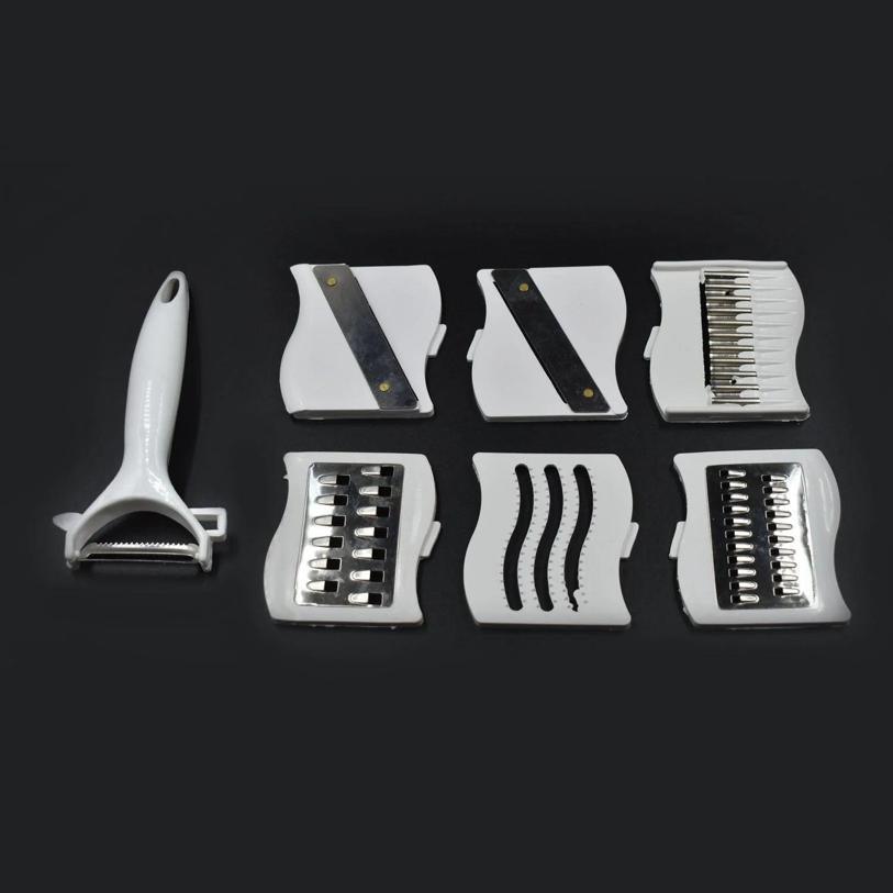 Vegetable Cutter- 7 in 1 Multifunction Magic Rotate Vegetable Cutter with Drain Basket Large Capacity - Alzaar