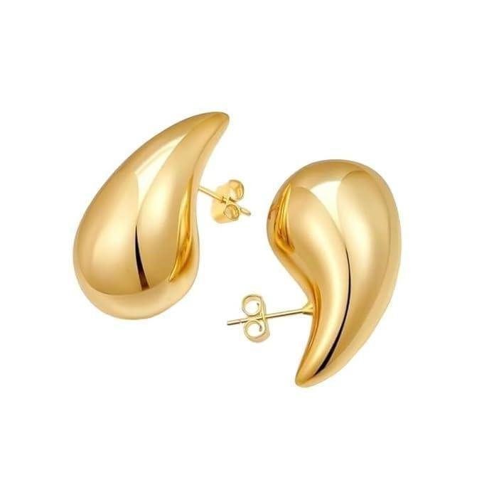 Sparkle Your Way Bottega Inspired Celebrity Style Teardrop Gold Earrings For Girls And Women - Alzaar