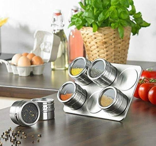 Magnetic Spice Jar Containers Set for Kitchen Storage Seasoning Masala Box - Alzaar