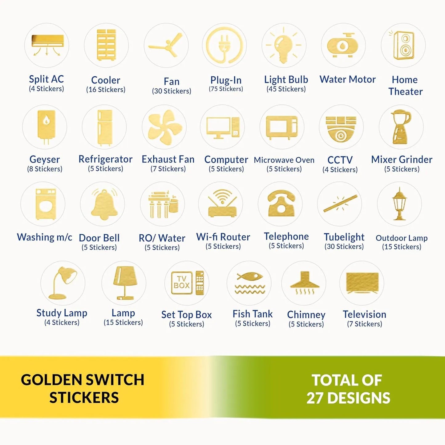 Premium Gold Switch Stickers - Alzaar