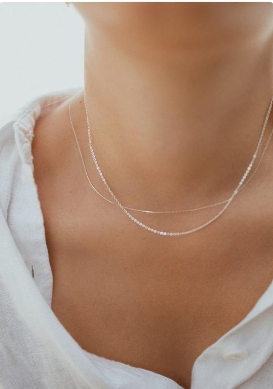 Fine Necklace Silver Beading Chain - Alzaar