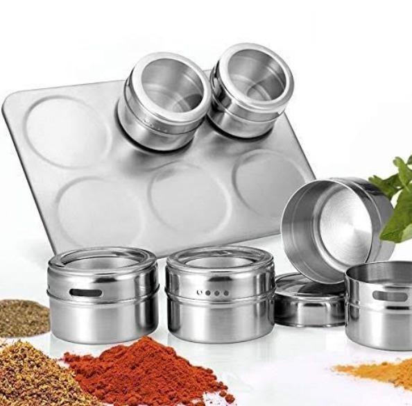 Magnetic Spice Jar Containers Set for Kitchen Storage Seasoning Masala Box - Alzaar
