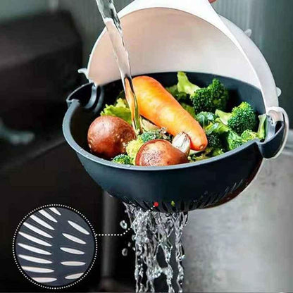 Vegetable Cutter- 7 in 1 Multifunction Magic Rotate Vegetable Cutter with Drain Basket Large Capacity - Alzaar