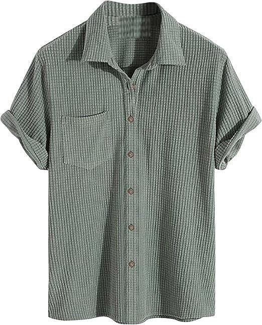 Men's Knit Stylish Half Sleeve Shirt Olive - Alzaar
