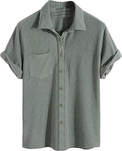 Men's Knit Stylish Half Sleeve Shirt Olive - Alzaar