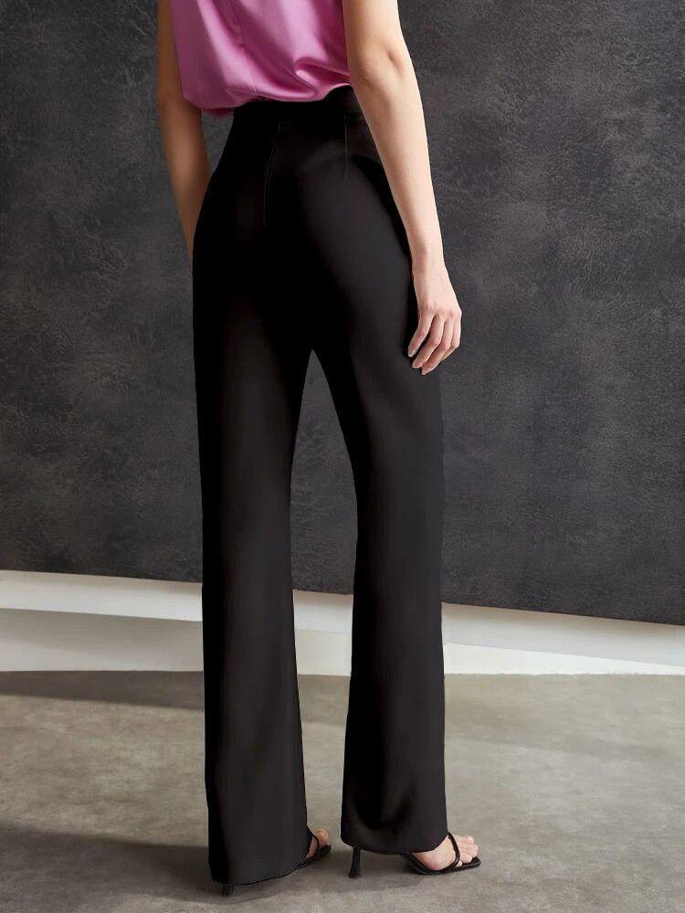 Women's Flat Front Casual Trousers - Alzaar