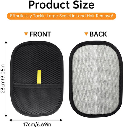 Product size comparison of a filter front and back with dimensions labeled.