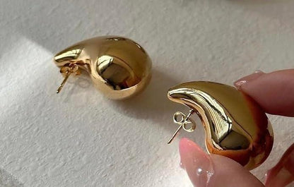 Sparkle Your Way Bottega Inspired Celebrity Style Teardrop Gold Earrings For Girls And Women - Alzaar