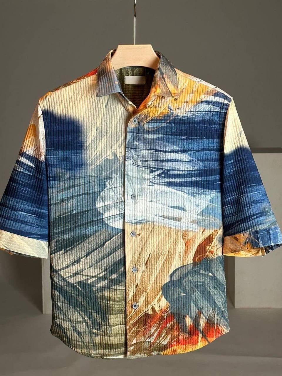Latest Men's High-Quality Texture Printed Premium Shirt - Alzaar