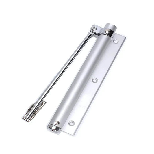 Chrome door handle on a white background