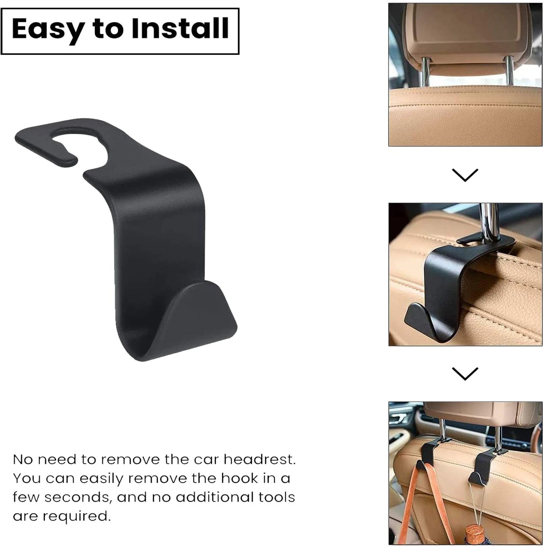 Car-Mounted Hidden Hooks for Car Headrests (Pack of 4) 6a4mhe-0u