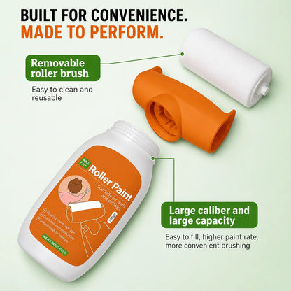 Wall repair roller paint parts — removable reusable roller brush, roller head and wide-mouth 500g water-based paint bottle